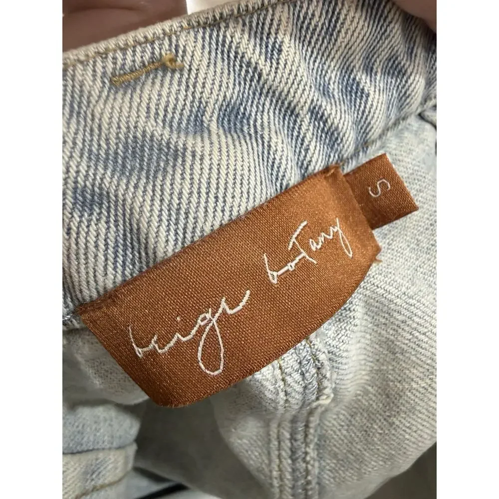 Beige Botany Women High Waisted Denim Cargo Bermudas Shorts Size S